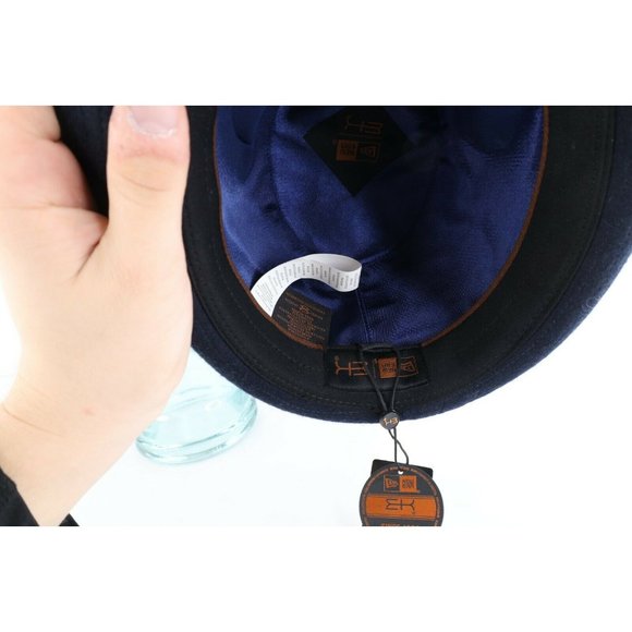 New New Era EK Collection 2015 Red Bull Spell Out Wool Fedora Bowler Hat Navy M - Picture 8 of 9